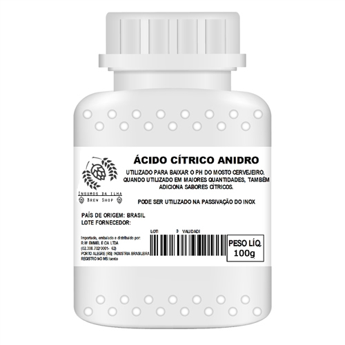 Ácido cítrico anidro (Citrato de Hidrogênio).