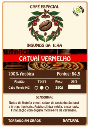 Café Especial Natural em Grãos Catuaí Vermelho 84.5pts Insumos da Ilha 250g