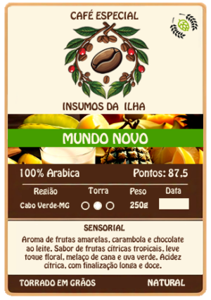 Café Especial Natural Em Grãos Mundo Novo 87.5pts Insumos da Ilha 250g