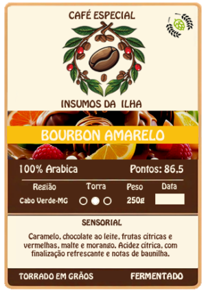 Café Especial Fermentado em Grãos Bourbon Amarelo 86.5pts Insumos da Ilha 250g