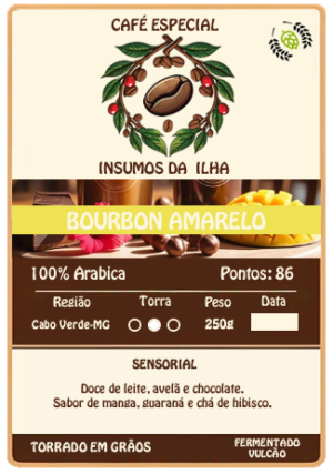 Café Especial Fermentado em Grãos Vulcão Bourbon Amarelo 86pts Insumos da Ilha 250g